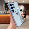Etui na Samsunga Galaxy S25 Ultra z paskiem-podpórką, galwanizowaną krawędzią i miękkim etui TPU na telefon z motywem serca.