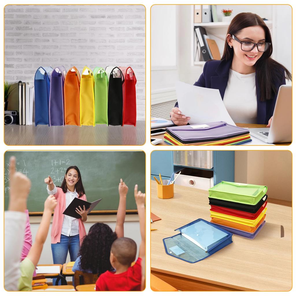 7Pcs A4 Plastic Wallet Folder Envelope Large Capacity Clear Waterproof Document Bag with Snap Button & Card Slot File Organizer