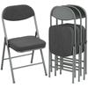 Set of Four Folding Corduroy Seat Chairs - Dark Grey
