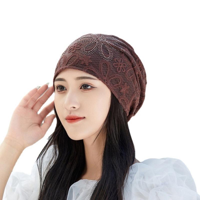 Breathable Crochet Brimless Hat for Spring and Autumn Comfortable Polyester Fabric Skull Hat for Women Daily Outfit