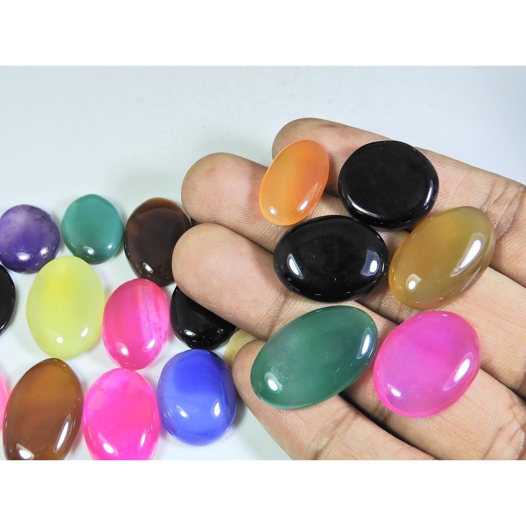 310Cts. Natural Onyx Agate Ring Size Oval Cabochon Loose Gemstone 19Pcs Lot A-628