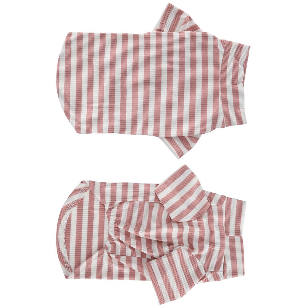 Haustier Baumwollgestreiftes Hemd Hund Kleines Schwein Katze Atmungsaktive T-Shirts Weiche WelpenkleidungRosa und Weiß