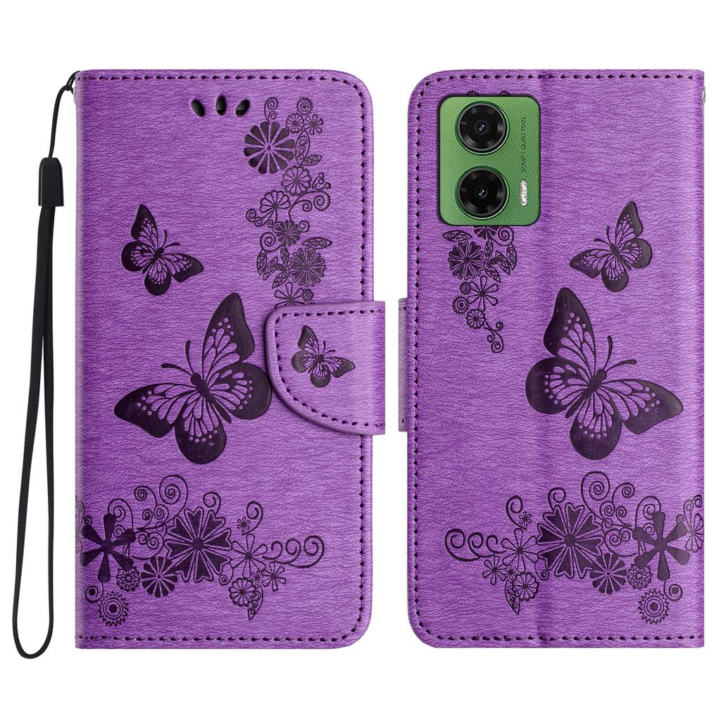 For Motorola Moto G35 5G Case Butterflies Flower Leather Wallet Flip Phone Cover