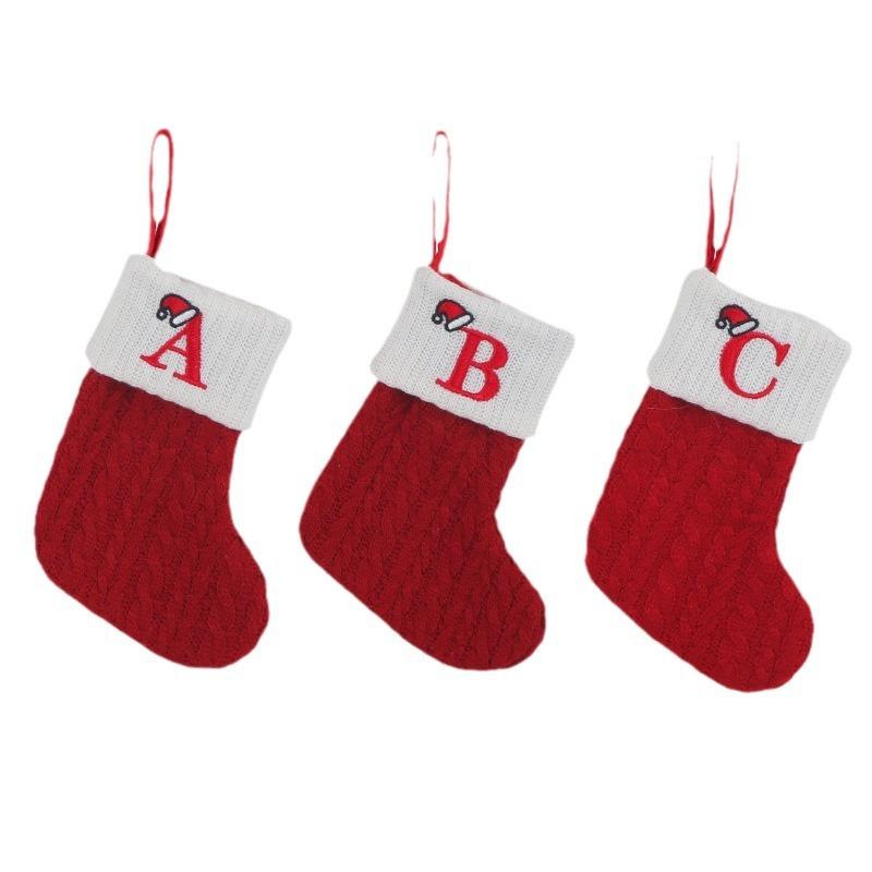 Christmas Socks Knitting Snowflake Letter Stocking Christmas Decoration For Home 2025 Xmas Tree Ornament Gift Navidad Natal 2026