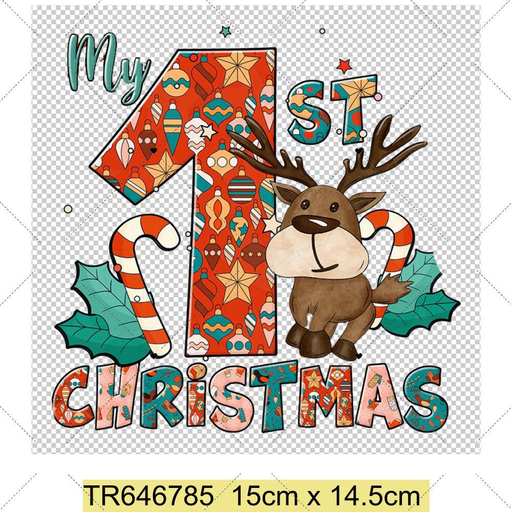 My First Chrismas DIY Clothing Heat Transfer Sticker Kids T-shirt Infant Romper Clothing Patches Heat Transfer Xmas Sticker