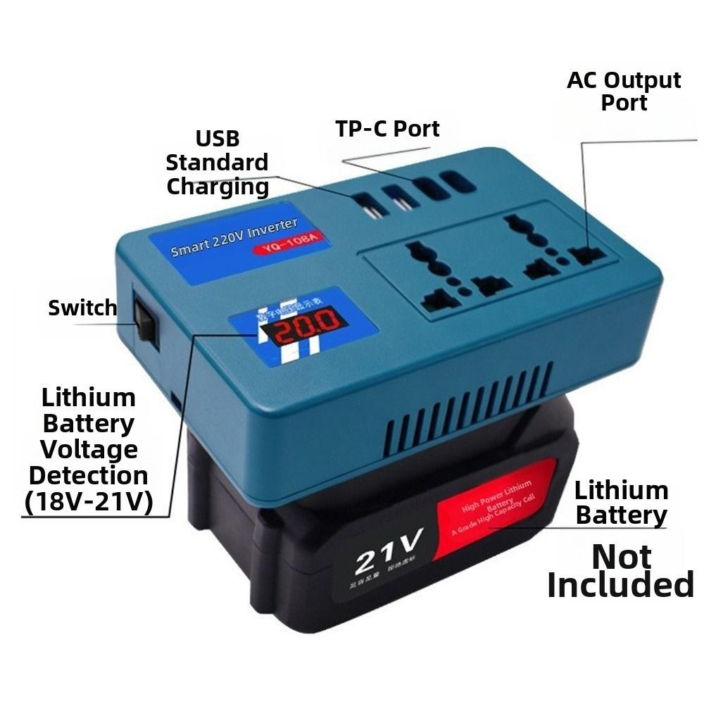 DC 21V To AC 180V-220V 120W Portable Power Inverter Smart Transformer for Makita 18V Battery