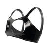 Sexy Women Oil Glossy Shiny Short Vest Pu Faux Leather Tank Top Hollow Out Open Bust Short T-Shirt Sweet Dance Maid Wear
