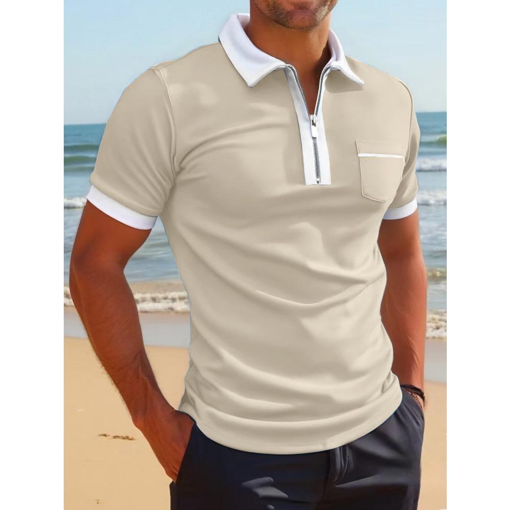 Men's European and American Pocket Fashion Casual Slim Fit Lapel New Polo Shirt