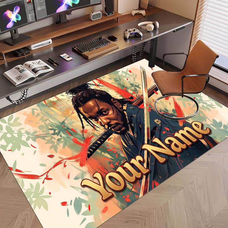 Custom Name Crystal Velvet Rug,Kendrick Lamar Comfortable Anti Slip Floor Mat For Room Decoration