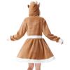Adult Women Animals Elk Christmas Reindeer Velvet Hooded Dress Halloween Role Play Dress Up Cosplay Costume