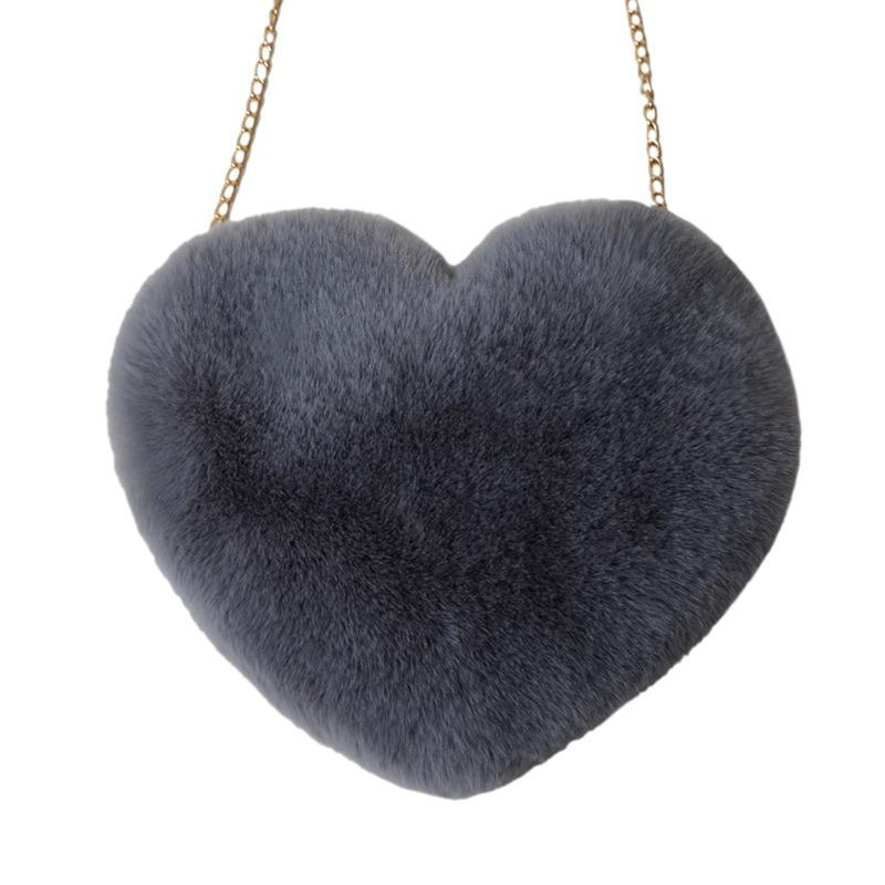Love Imitation + Rabbit Fur Plush Bag, Various Colors Peach Heart Women's Bag, Valentine's Day Gift, Trendy Plush Bag