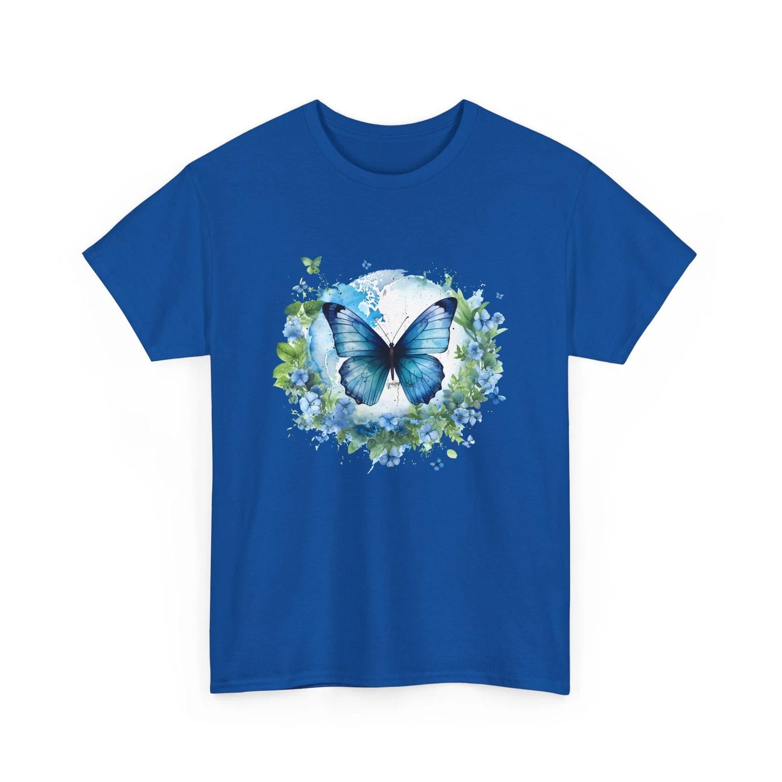 Autism Awareness Blue Butterfly Earth Trendy Butterfly Print Shirt Women’s S