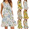 Robe de plage tendance pour femme, sans manches, col rond, imprimé floral