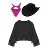 Unisex Kinder Cowboy Cowgirl Kostüm Set Fransenweste Langarm Zylinder Bandana Verkleidung