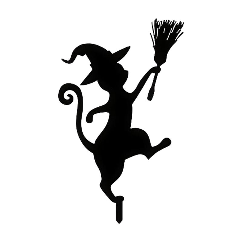 Elegant Black Metal Feline Lawn Statues Suitable For Yard Decoration No Tool Installation Required Durable Metal Craft