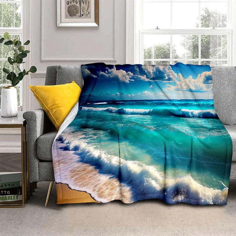 29 Style New Sea Water Beach Reef Nature Scenery 3D Blanket,Soft Throw Blanket for Home Bedroom Bed Sofa Travel Picnic Cover Kid