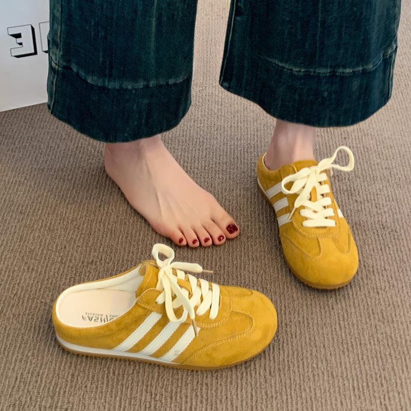 Baotou half slippers women's spring and summer outer wear 2025 new heelless red German training shoes lazy person one foot cool slippers