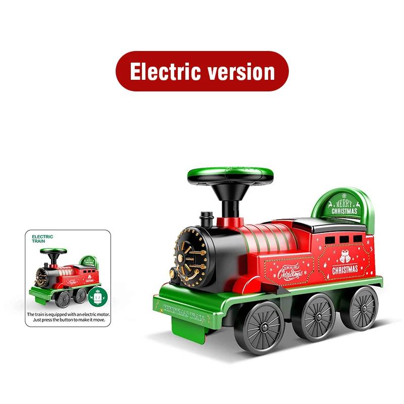 Non-Toxic Ride-On Train With Track Children Toy Train With Lights Sounds And Storage Seat Riding Fun Toys For Kids Christmas Gifts