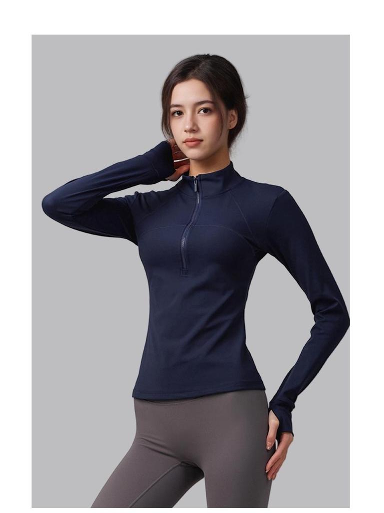 Quick-Dry Slim-Fit Stand-Up Collar Sports Jacket for Running & Yoga