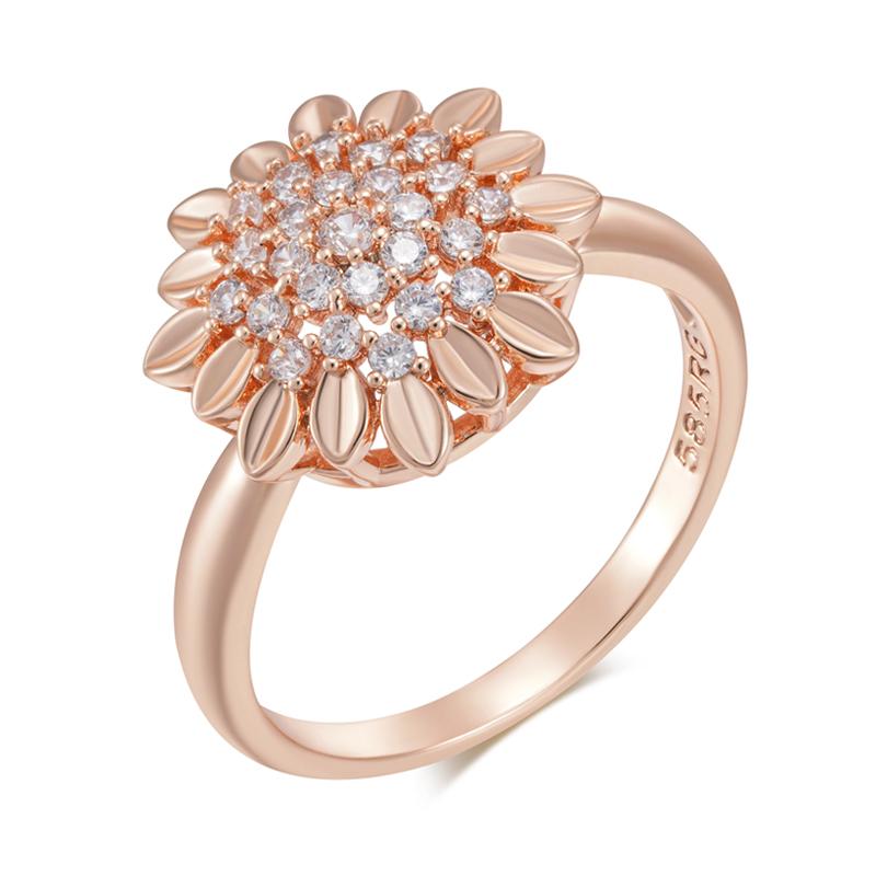 

Rose Gold Color Creative Crystal Flower Rings For Women Fashion Natural Zircon Accessories Vintage Wedding Jewelry 10