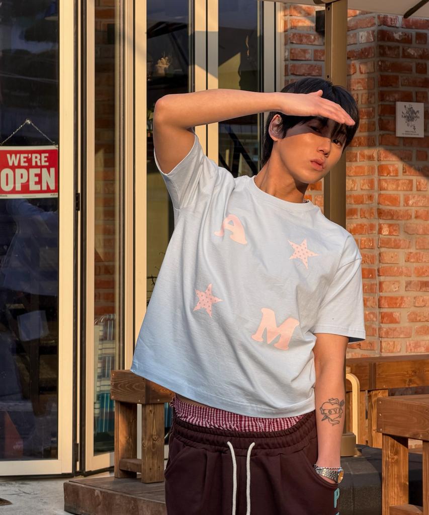 AMOU Am Star Half T-Shirts Light Blue