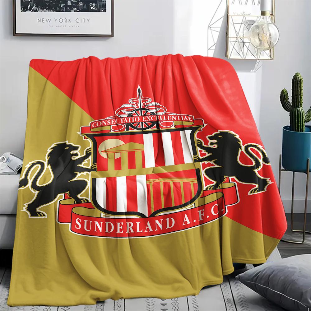 1PC Sunderland AFC Print Flannel Blanket, High quality All Seasons, Home Decor, Warmth and Comfort, Perfect for Christmas Gifts