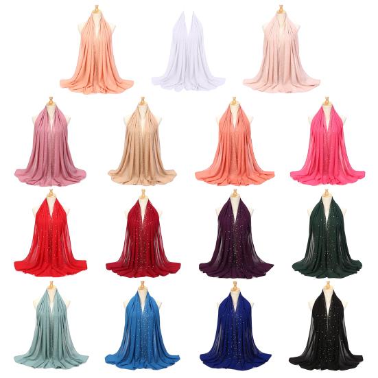 Lightweight Scarf Hot Drill Imitation Pearls Decor Headwrap Women Solid