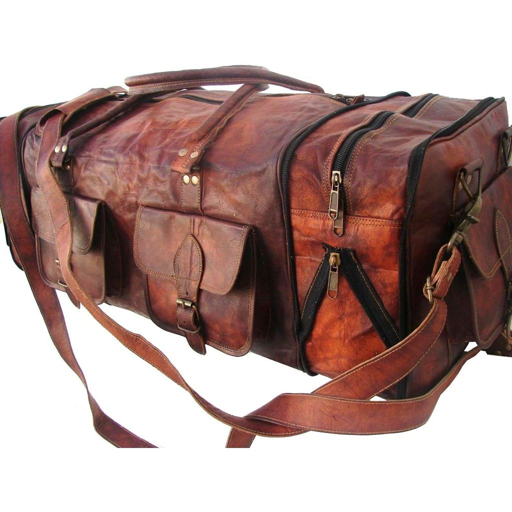Geantă mare pentru bărbați, mare, din piele naturală, pentru călătorie de weekend