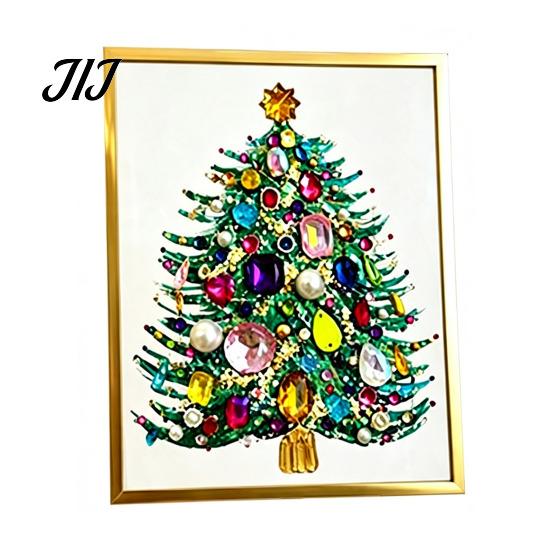Einzigartiges Weihnachtsgeschenk für Freunde DIY Falscher Kristall Perlenmalerei Weihnachtsbaum-Set, Funkelndes Handgemachtes Wandkunst Bastelset, 3D Edelsteinperlen