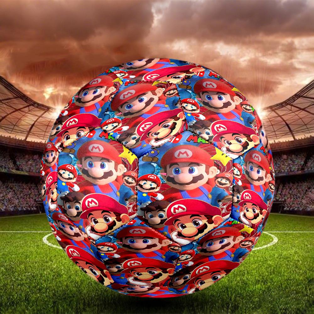 Super Mario Print Size 5 Soccer Ball, Standard Match Football for Sports Game and Team Practice, Ideal Gift for Soccer Fans