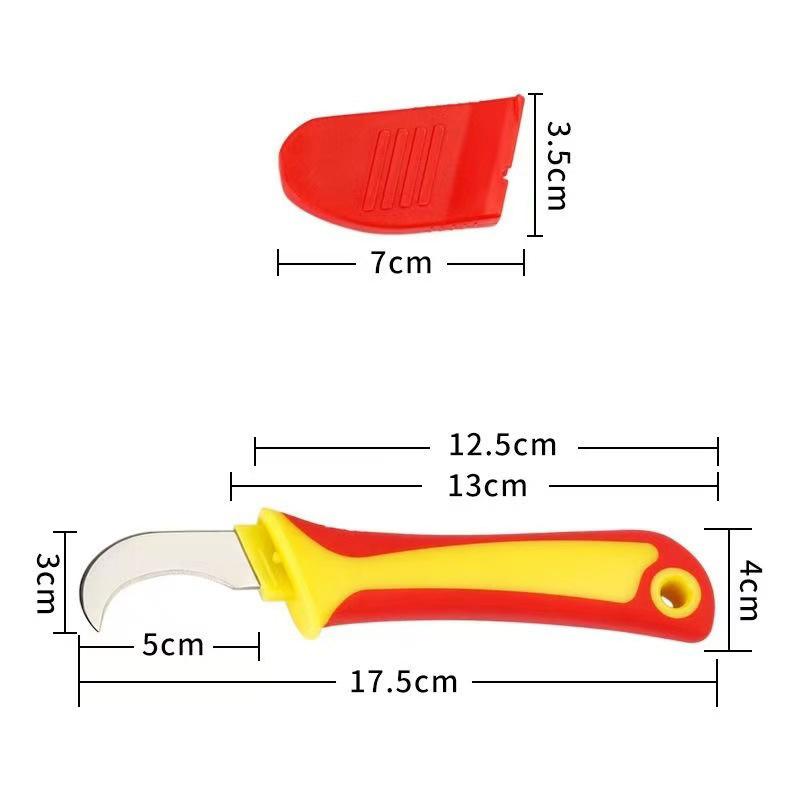 Hand Tool Insulated Knife Electricians Wire Stripper Cable Stripping Snips Straight Curved Blade Rubber Handle Peeling