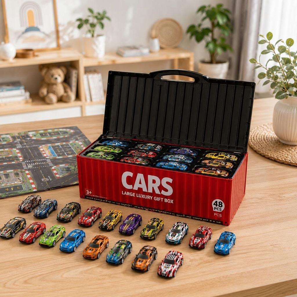 Spielzeugautos 48 Stück Automodelle in einem Container-Autoset