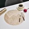 Creative Round Table Mat PVC Bronzing Decorative Leaf Pattern Thermal Insulation Mat Multi-color Table Mat
