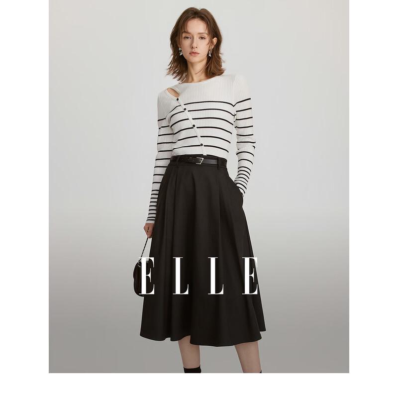 ELLE Faux Two-Piece Striped A-Line Dress S