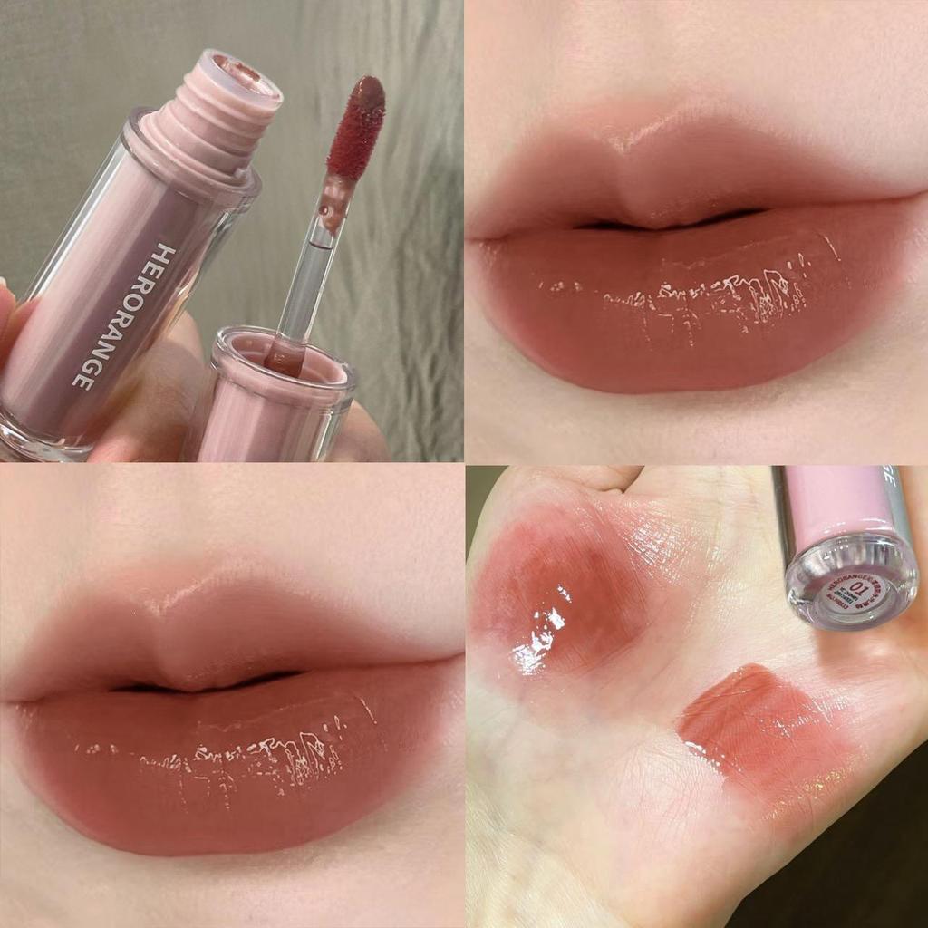 HERORANGE Qin Yang Spring/Summer Mirror Finish Lip Glaze - Nude Pink for Plump, Radiant Lips