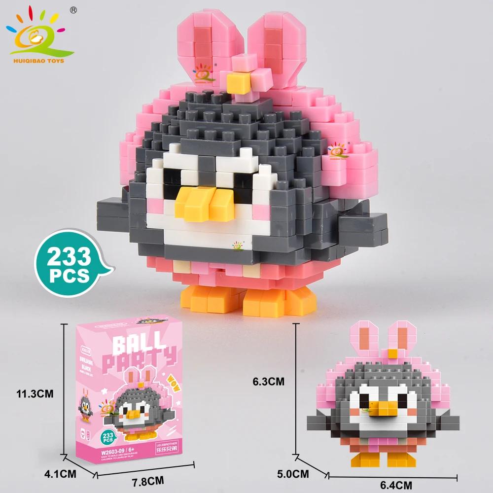 HUIQIBAO MOC Tier Mikro-Baustein Mini Niedlich 3D Diamant Modellstein DIY Stadtbau Spielzeug für Kinder Schreibtischdekoration