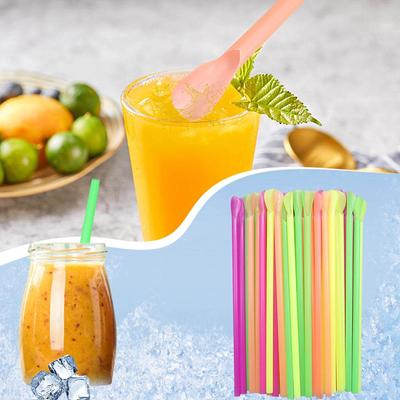 Straws With Snow- Spoon For Drinking Summer Straws For Home Or Party 100 PCS Colorful Straws