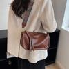 Vintage Brown Leather Cylinder Crossbody Bag with Ethnic Printed Wide Strap Retro Style Shoulder Purse for Daily & Casual Use
