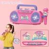 Gold Toy Kids Cartoon Music Microphone With Stand Can Connect With Mp3,Real Echo Sounds Toys Gift