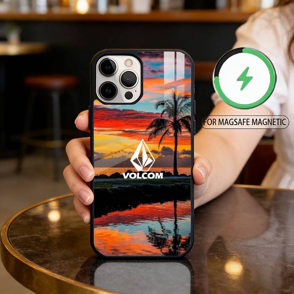 

Luxury V-VOLCOMES Sport Style Phone Case For iPhone17,16,15,14,13,12,11 Plus,Pro Max Magnetic For Magsafe Wireless Charging iPhone16PRO