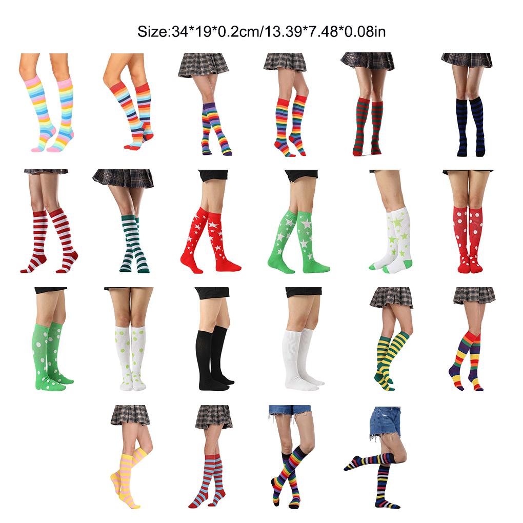 1 Pair Striped Valentine's Day Knee-high Rainbow Socks Breathability Unique Warm Non Slip Hose Stockings for Party Costume
