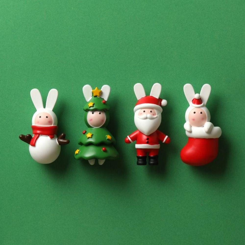 Creative Hand-painted Christmas Fridge Stickers Resin Art Cute Snowman Magnetic Stickers 3D Santa Claus Fridge Magnets Bedroom