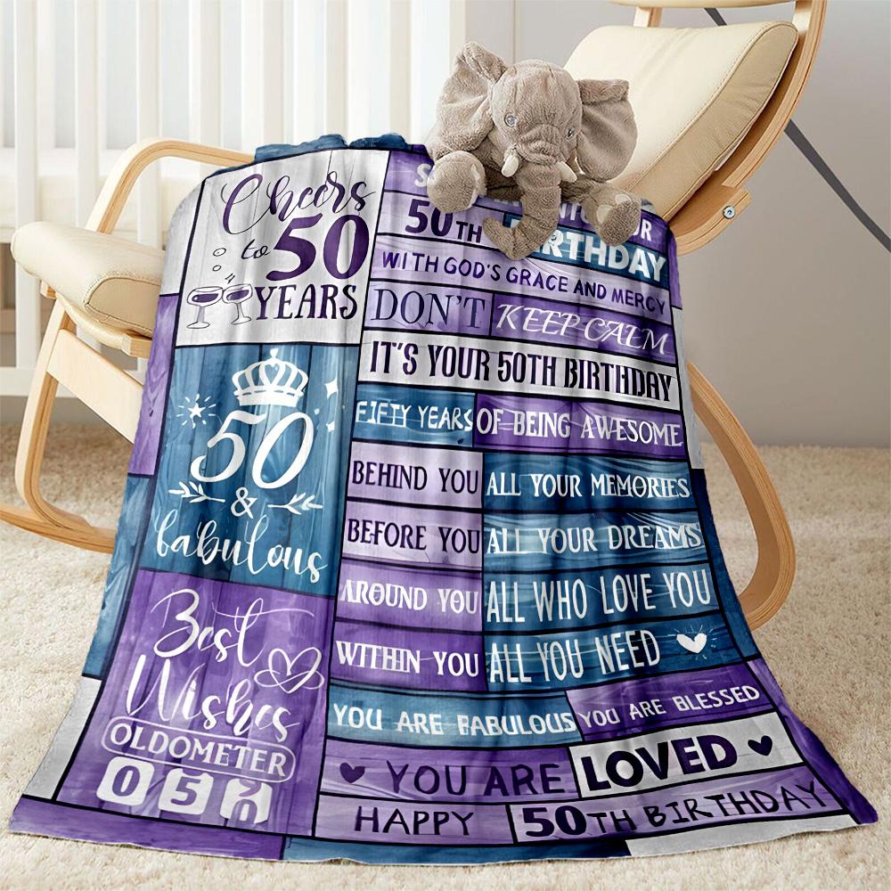 1pc 50th Birthday Celebration Blanket Soft and Warm for Sofa Office Camping Travel Livingroom Great Gift for Friends and Family Comfortable