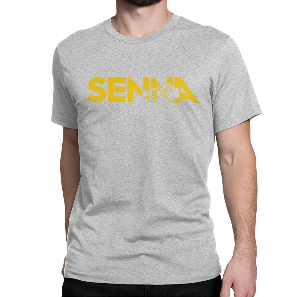 Ayrton Senna Men's T Shirt Racing Car Hipster Tees Short Sleeve Round Neck T-Shirt Cotton S-4XL  Clothes