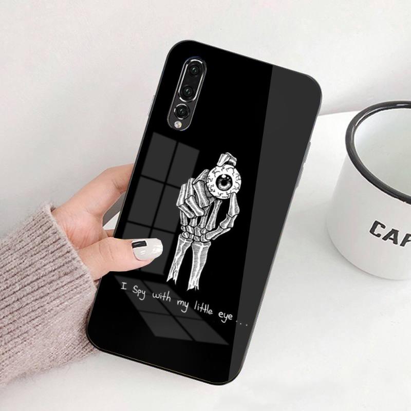 

Крутой Чехол для телефона с черепом и текстом для Huawei P50 P40 P30 P20 Pro Mate 40 30 20 Pro Nova 9 8 7 PC Стеклянная крышка для телефона Huawei Nova7 Pro