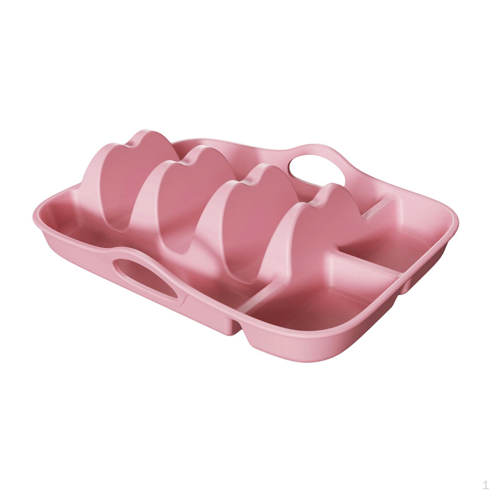 

Silicone Taco Holder Platter Fit Dishwasher with Dividers Handles Tray Rack Dish for розовый