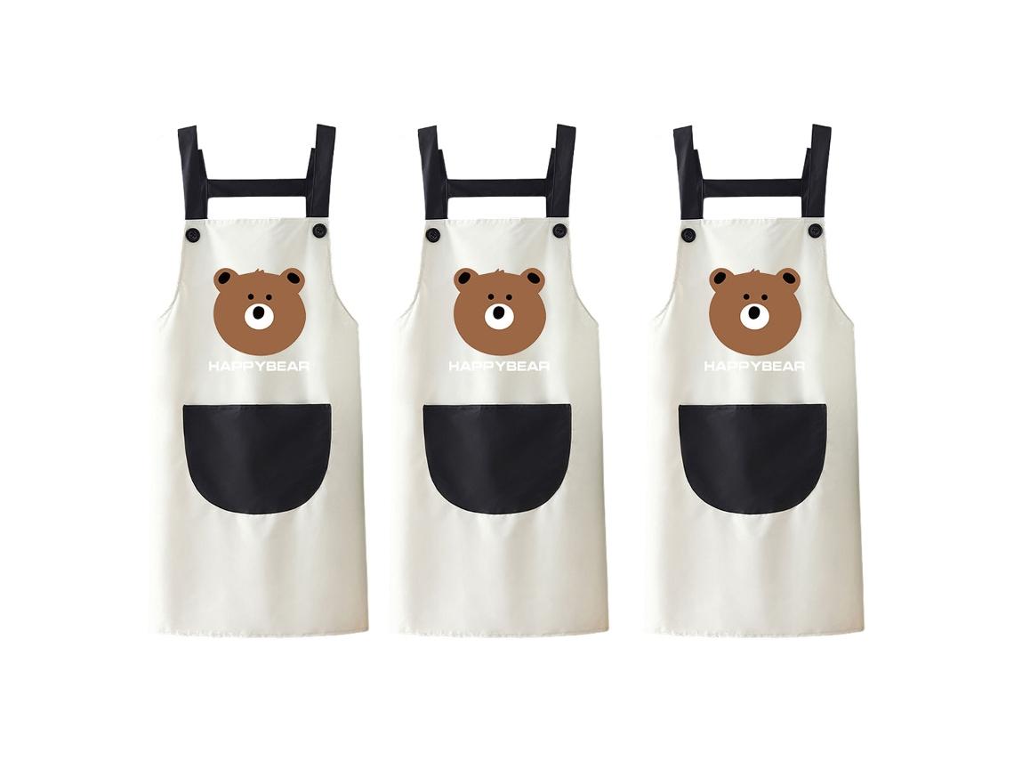 Kitchen aprons, three-piece set, waterproof and oil-proof, adjustable waist, cartoon pattern