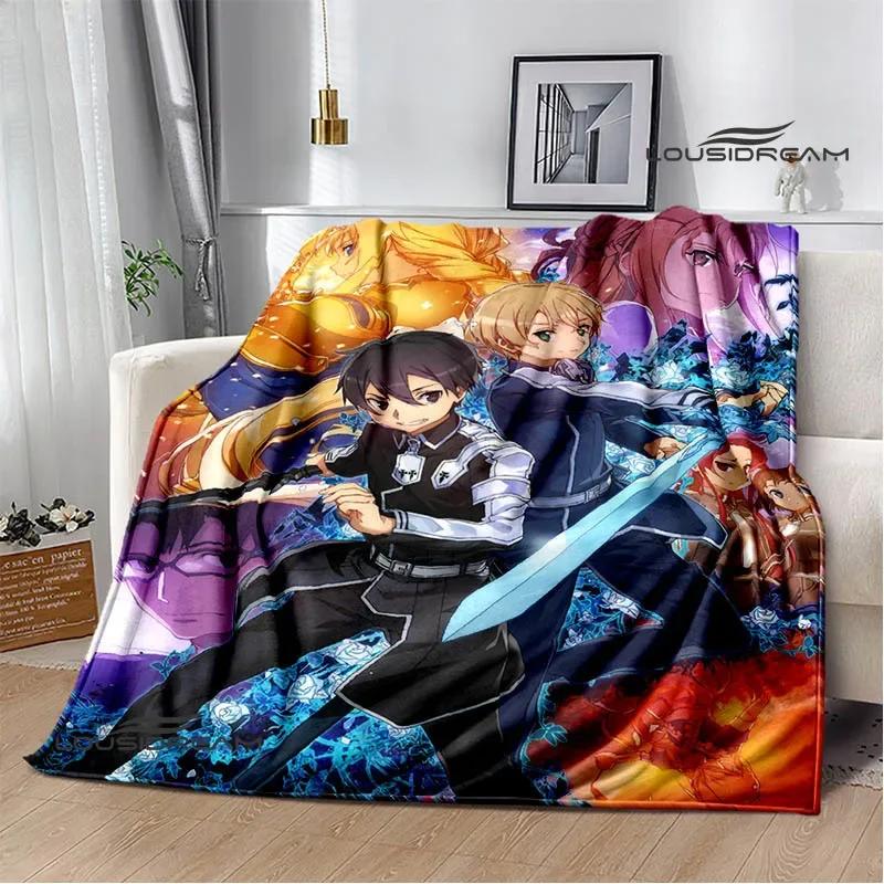 Cartoon Sword Art Online bedruckte Decken Picknickdecke Warme Flanelldecken Heim-Bettwäsche Decken für Betten Geburtstagsgeschenk