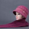 Autumn and winter middle-aged big eaves mother fisherman hat scarf piled thickened warm fashion wool knitted hat women