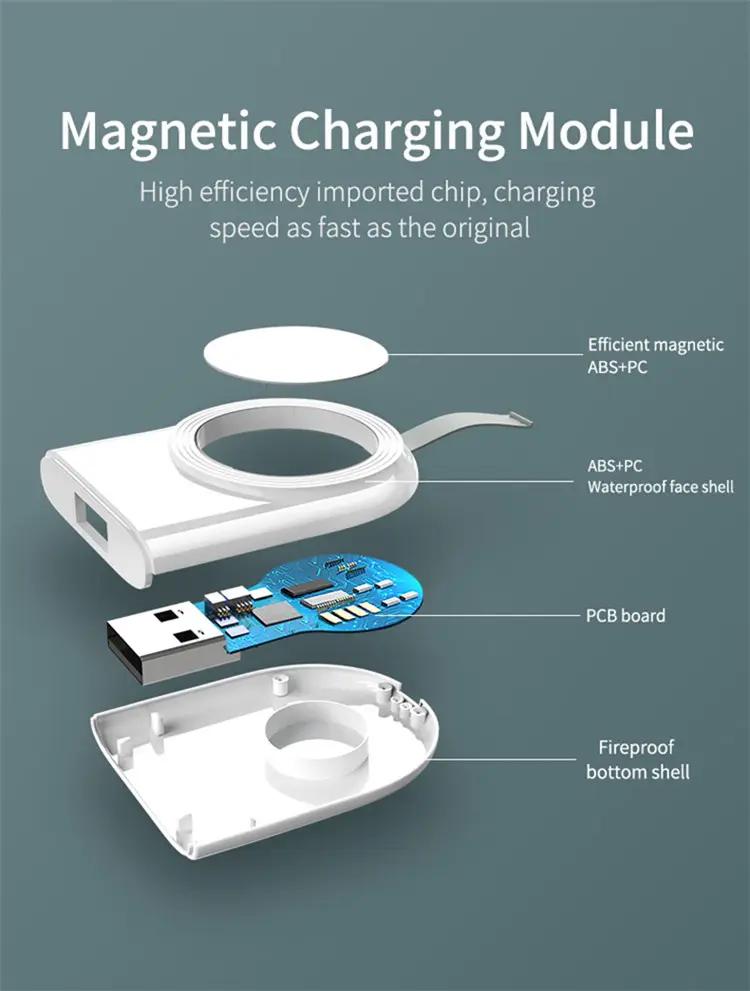 YTGEE Mini Portable Fast Charging Adapter Pocket USB Keychain Magnetic Wireless Charger for Apple IWatch Smart Watch Accessories